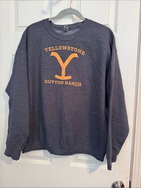 Gildan Navy Crewneck Sweatshirt with Gold Yellowstone Logo